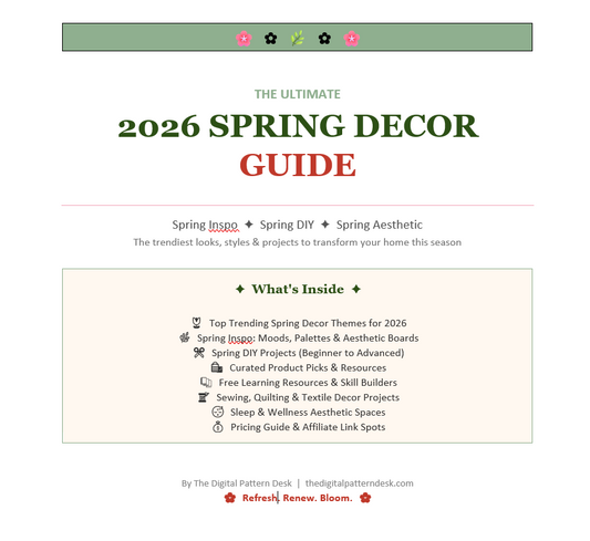 Beginner crafter starter pack with scrunchie sewing pattern and spring decorating guide