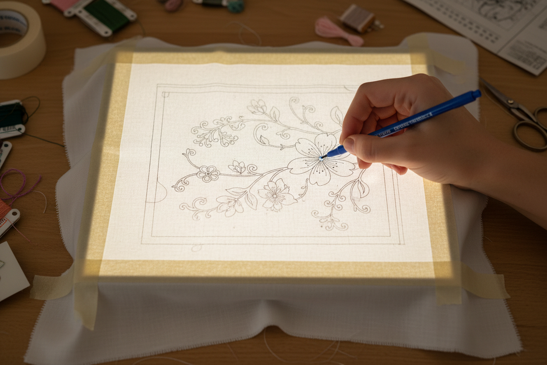 how to transfer embroidery pattern to fabric using tracing paper method