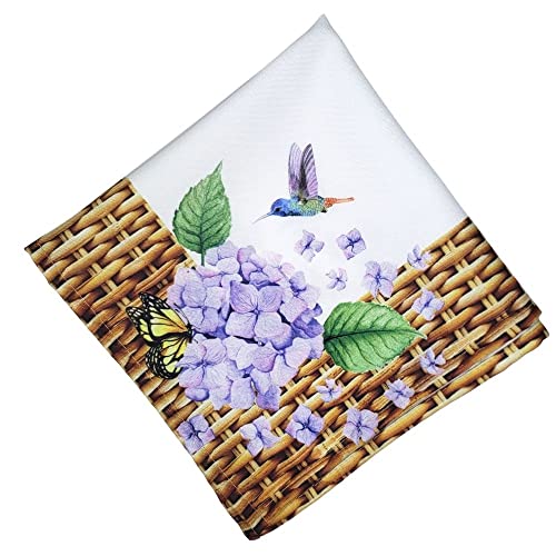 Decorative napkin with floral and butterfly design on a white background
