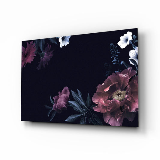 Floral design with pink and purple flowers on a dark background