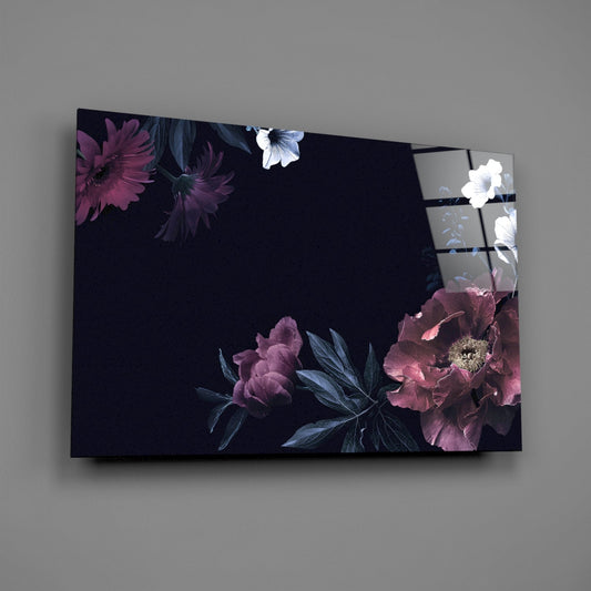 Floral design on a dark background with pink and white flowers.