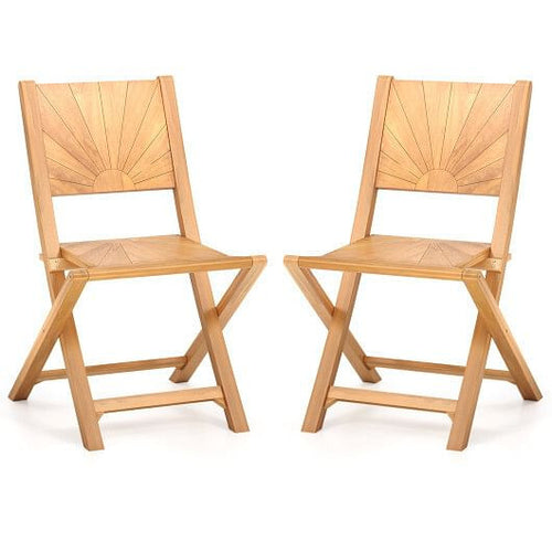 2 Pieces Folding Patio Chairs with Inclined Backrest